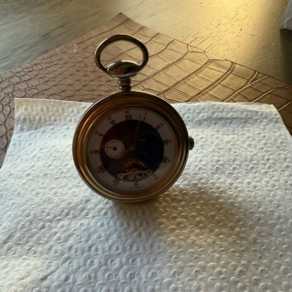 Silver and Blue Pocket Watch - Picture 3 of 8